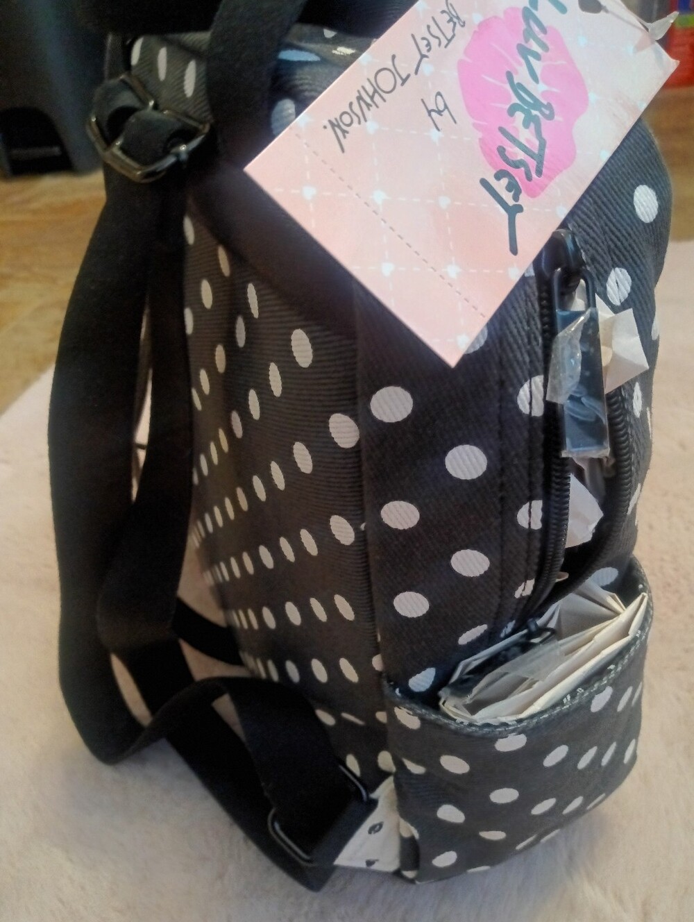NWT Luv Betsey by Betsey Johnson "Percy" Polka Dot Mini Backpack - Picture 3 of 6